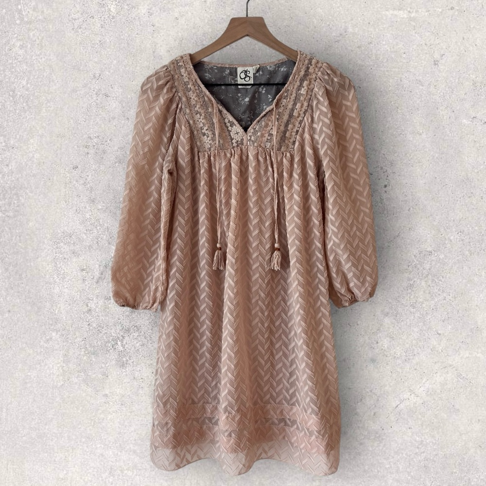 Anthropologie One September Anwen Peasant Dress Pink Size XS - Picture 2 of 11